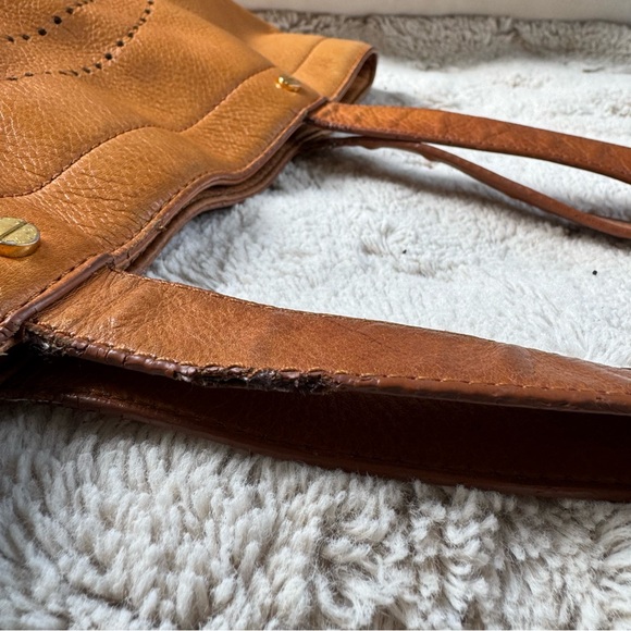 Tory Burch Cognac Perforated Logo Leather Tote Bag - Picture 5 of 16